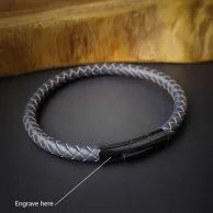 Genuine Braided Blue leather Bracelet 