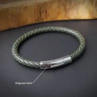 Genuine Braided Green leather Bracelet 2