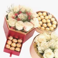 صندوق شوكولاتة وزهور الحب الحقيقي
