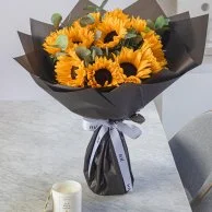 Get Well Soon Sunflowers & Candle Bundle