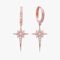 Glowing Star Drop Crystal Earrings in Rose Gold by NAFEES