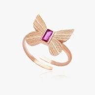 Butterfly Wings Ring Inlaid With Violet Pure Gemstone And Gold Plated