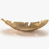Gold Metal Feather Dish With Kol Aam w Antom bkher Phrase By Bostani