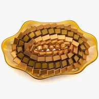 Gold Oval Dish With Aasakom men Aawadah Phrase by Bostani