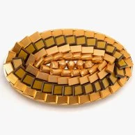 Gold Oval Leathered Tray With Aasakom men Aawadah Phrase By Bostani
