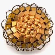 Gold Round Dish With Aasakom men Aawadah Phrase By Bostani