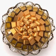 Gold Round Dish With Kol Aam w Antom bkher bkher Phrase By Bostani