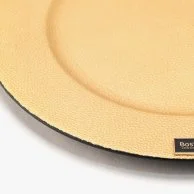 Gold Round Leathered Tray With Kol Aam w Antom bkher Phrase By Bostani
