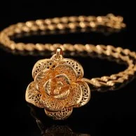 Golden Rose Necklace by La Flor