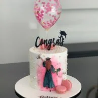 Graduation Cake with Balloon for Girls by Yummy Bakes