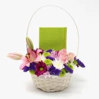 Basket of Flowers with Holy Quran (Green)