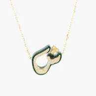 Green Arabic Letter SH Necklace by Nafees