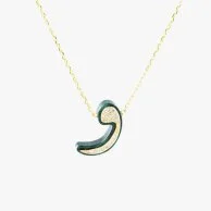 Green Arabic Letter W Necklace by Nafees