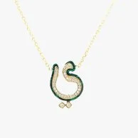Green Arabic Letter Y Necklace by Nafees