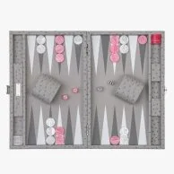 Grey Ostrich Medium Backgammon by VIDO Backgammon