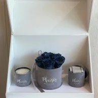 Grey Trio Gift Box with (6) Rose Infinity Arrangement by Plaisir