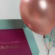Happy Birthday Brownie Slab & Chrome Balloons Gift Bundle by Oh Fudge