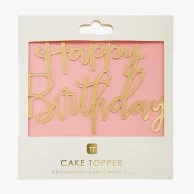 Happy Birthday Cake Topper Acrylic Gold by Talking Tables