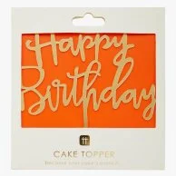 Happy Birthday Cake Topper Luxe Gold Acrylic by Talking Tables