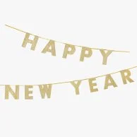 Happy New Year Gold Giltter Garland by Talking Tables