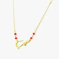 Hob Gold Platted Necklace With Red Beads