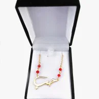 Hob Gold Platted Necklace With Red Beads