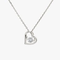 Gold-Plated Heart Beat Necklace - White Gold