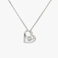 Gold-Plated Heart Beat Necklace - White Gold