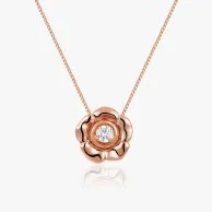 Gold-Plated Dancing Flower Necklace - Rose Gold