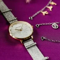 ساعة جولي جولسن ذهبية وفضية للنساء
