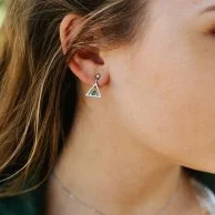 Julie Julsen Silver & Green Geometrics Earrings for Women