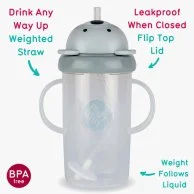 Large Tippy Up Cup With Weighted Straw (Series 3) - Grey
