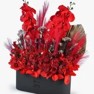 Leather Box of Artificial Flowers