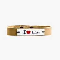 Leather Bracelet, I ♥ Makkah, Beige