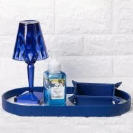 Led Touch Lamp Royal Blue With Royal Blue Trinket Tray By A'Ish Home