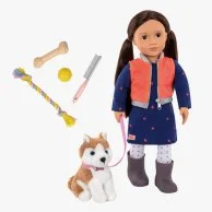 Leslie Doll with Pet Dog by Our Generation