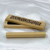 Light Wooden Incense Burner with Cambodian Oud Sticks Gift Box by Chocolatier
