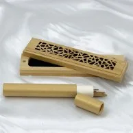 Light Wooden Incense Burner with Cambodian Oud Sticks Gift Box by Chocolatier