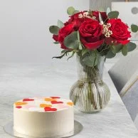 Lots of Love Cute Cake & Roses Bundle