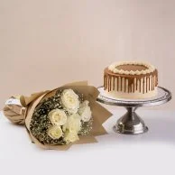 Lotus Cake & White Roses Bundle by Sugar Daddy's Bakery
