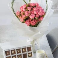 Love You XoXo Pink Rose Bouquet Bundle