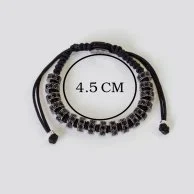 Luxury Shamballa Bracelet - Black Silver Cylinders  by Mecal 
