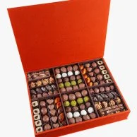 Maia Premium Chocolate Red Leather Box
