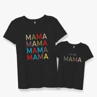 Mama  Mother and Daughter Black T-Shirts