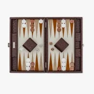 Medium Brown Ostrich Backgammon Set By VIDO Backgammon