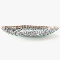 Medium Mosaic Oval Glass Plate By Bostani 