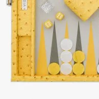 Medium Yellow Ostrich Backgammon Set By VIDO Backgammon