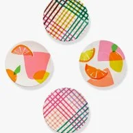 Melamine Tidbit Plates, Citrus Celebration and Rainbow Plaid by Kate Spade New York