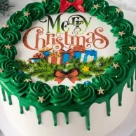 Merry Christmas Printed Cake by Cake Social