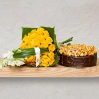 Mocha Choca Cheesecake and Flowers Bundle